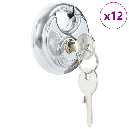 Discus Locks with Keys 12 pcs Silver 8 x 2.8 x 8 cm