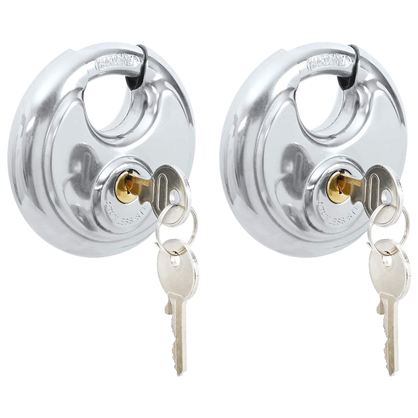 Discus Locks with Keys 2 pcs Silver 9 x 2.8 x 9 cm