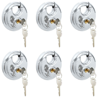 Discus Locks with Keys 6 pcs Silver 9 x 2.8 x 9 cm