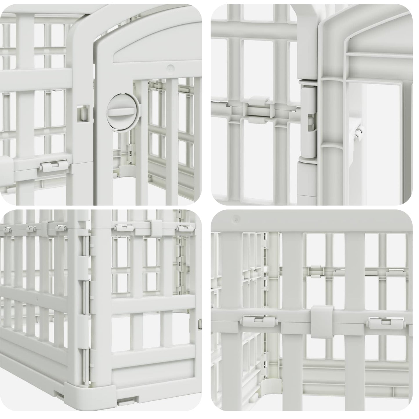 4 Panel Dog Playpen 60 x 60 x 38 cm Plastic White Foldable
