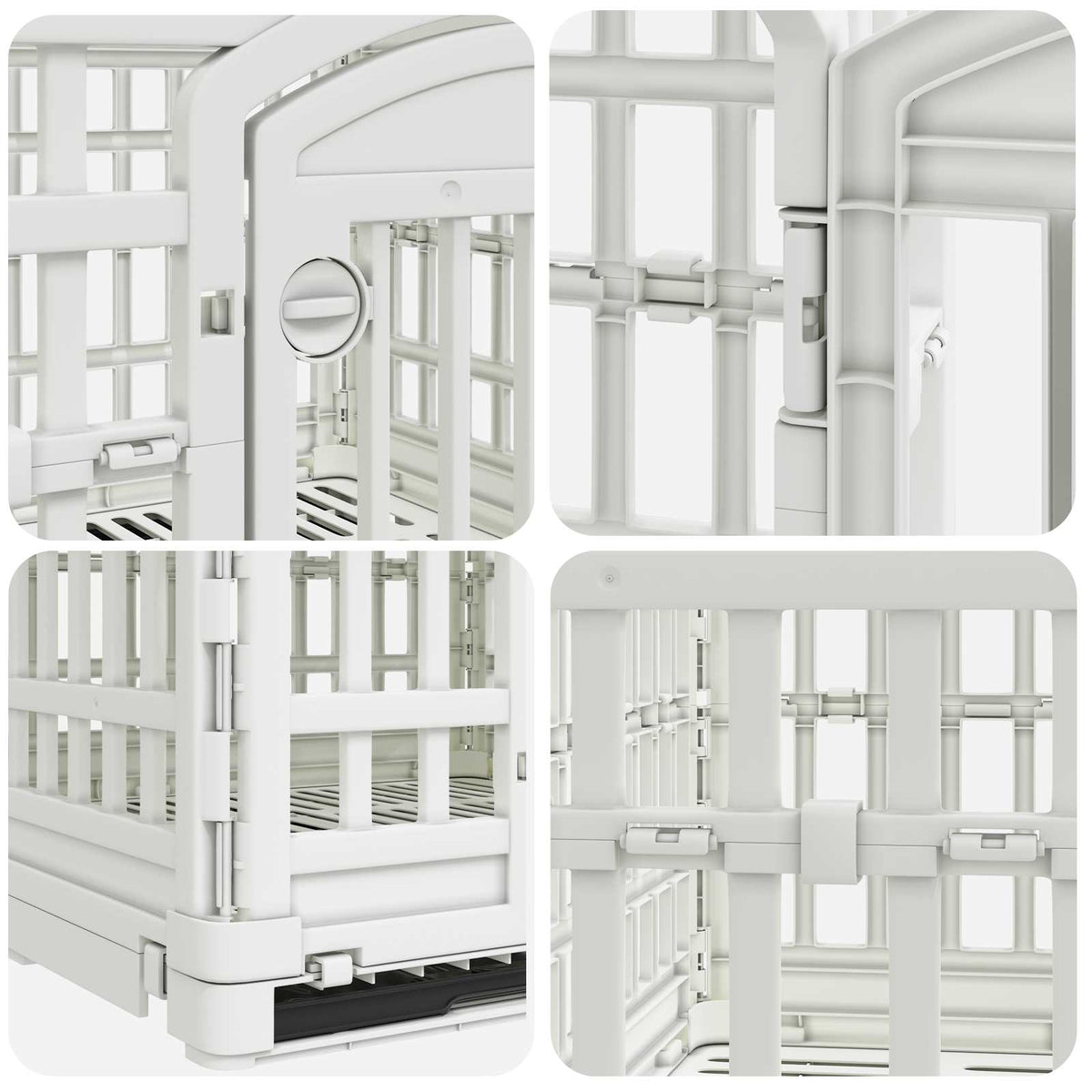 4 Panel Dog Playpen 122 x 106.5 x 82 cm Plastic White Foldable