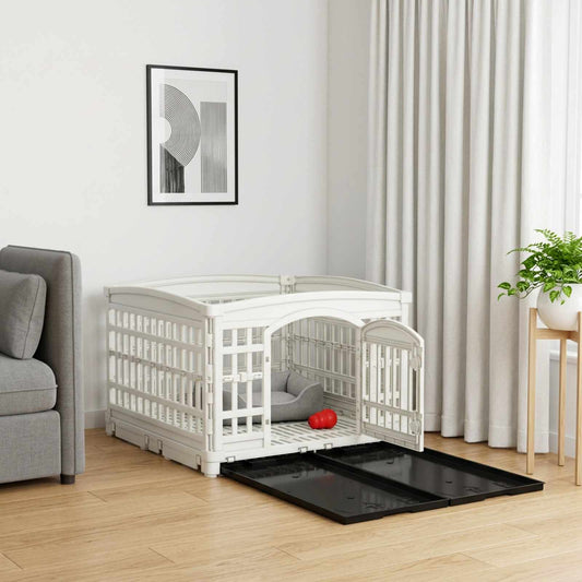 4 Panel Dog Playpen 122 x 106.5 x 82 cm Plastic White Foldable