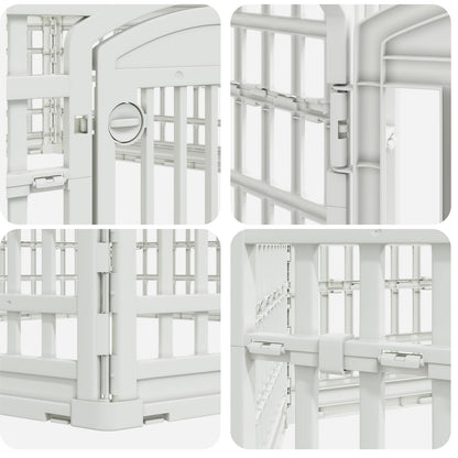 6 Panel Dog Playpen 122 x 106.5 x 40 cm Plastic White Foldable