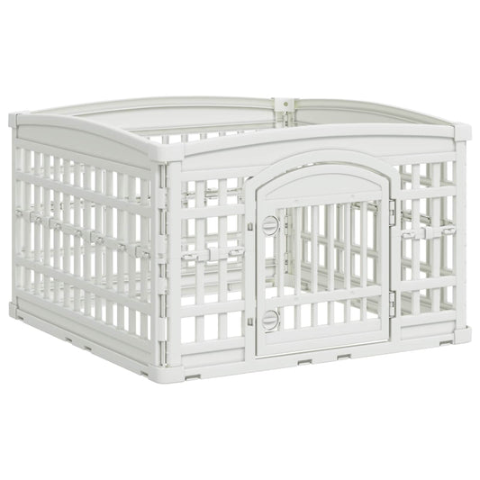 4 Panel Dog Playpen 88 x 88 x 56 cm Plastic White Foldable