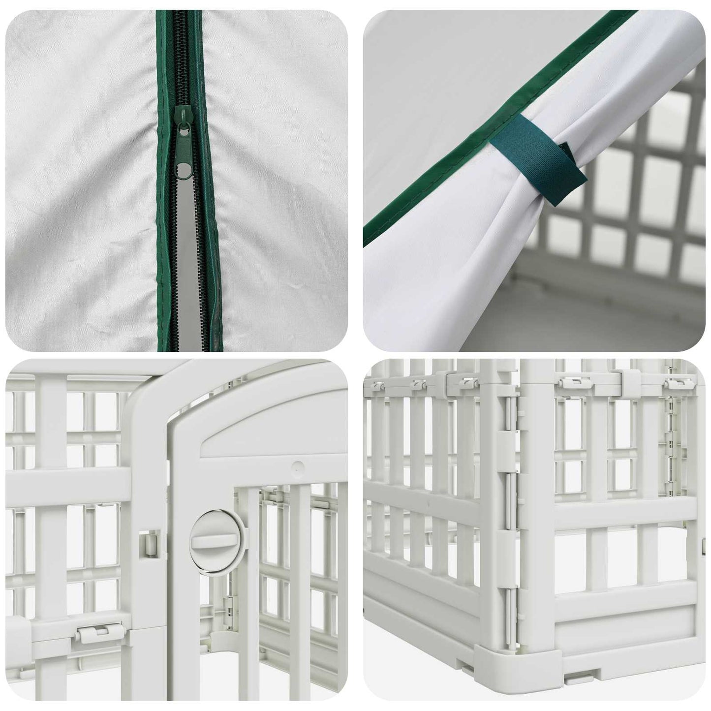 4 Panel Dog Playpen with Roof 88 x 88 x 112 cm Plastic White