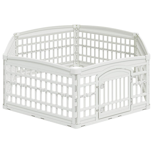 6 Panel Dog Playpen 177.5 x 154.5 x 58 cm Plastic White