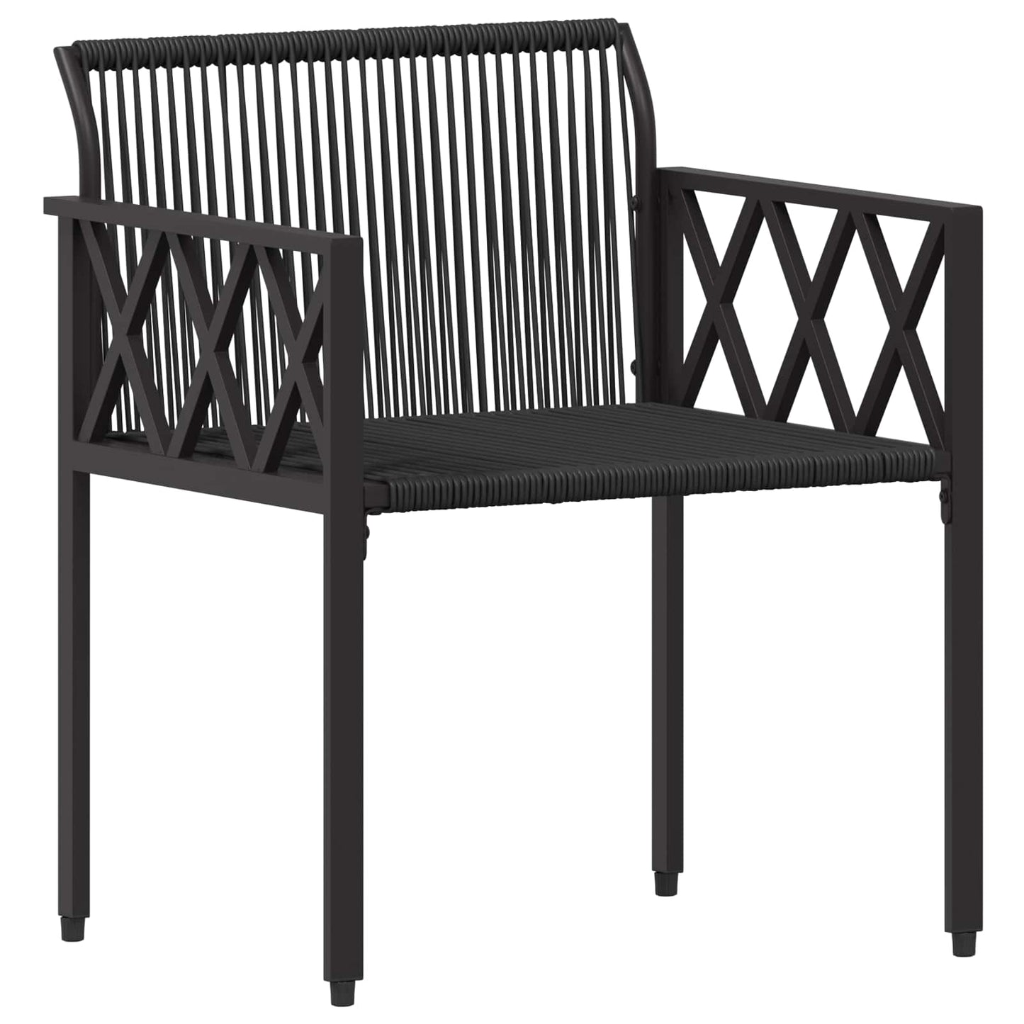Outdoor Furniture Set 4 pcs Black and Cream White Poly Rattan