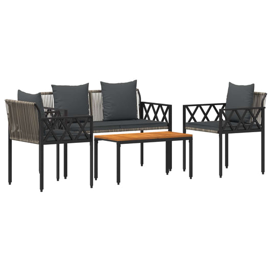 Outdoor Furniture Set 4 pcs Grey and Dark Grey Poly Rattan