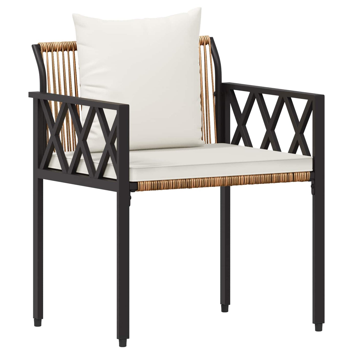 Outdoor Furniture Set 4 pcs Brown and Cream White Poly Rattan