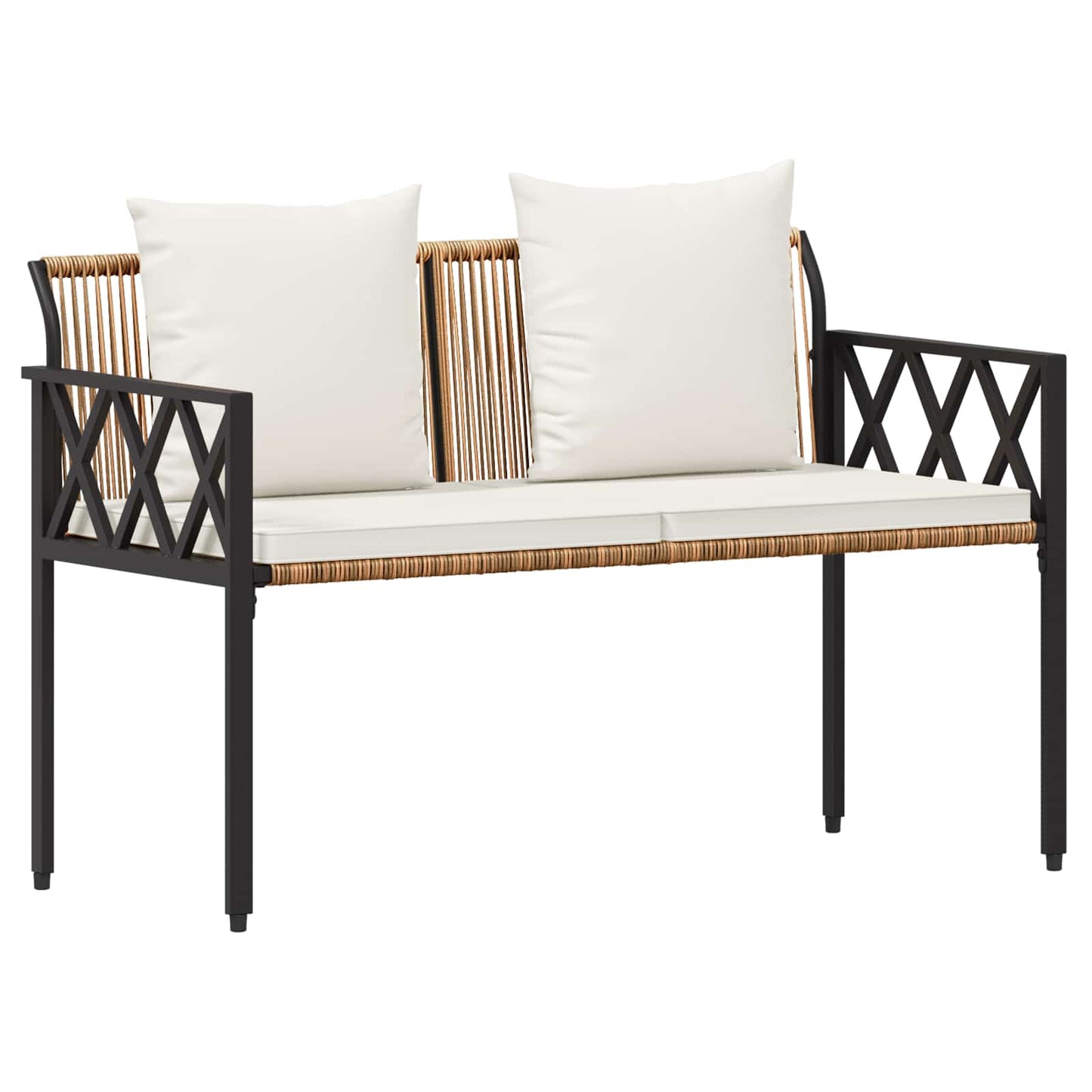 Outdoor Furniture Set 4 pcs Brown and Cream White Poly Rattan