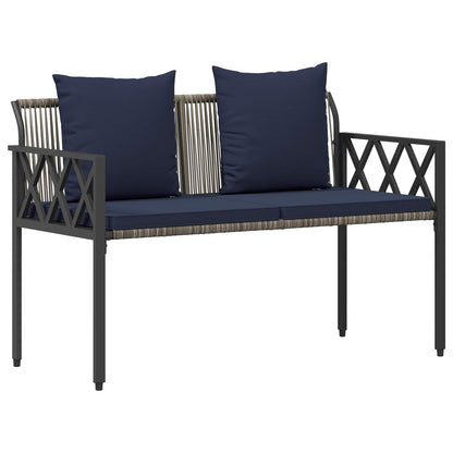 Outdoor Furniture Set 4 pcs Grey and Navy Blue Poly Rattan