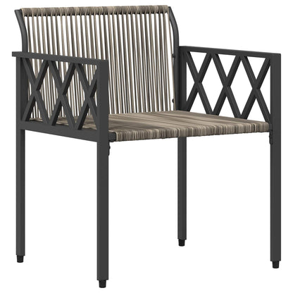 Outdoor Furniture Set 4 pcs Grey and Navy Blue Poly Rattan