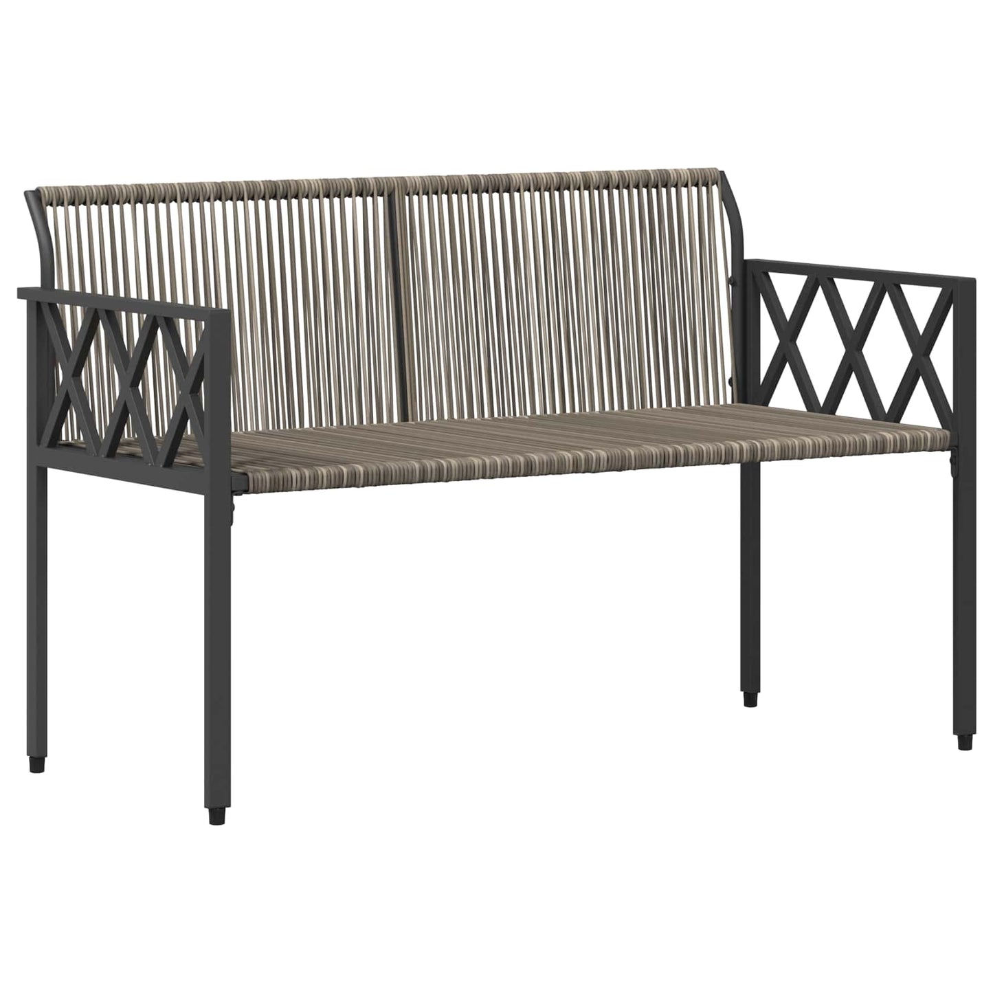 Outdoor Furniture Set 4 pcs Grey and Navy Blue Poly Rattan