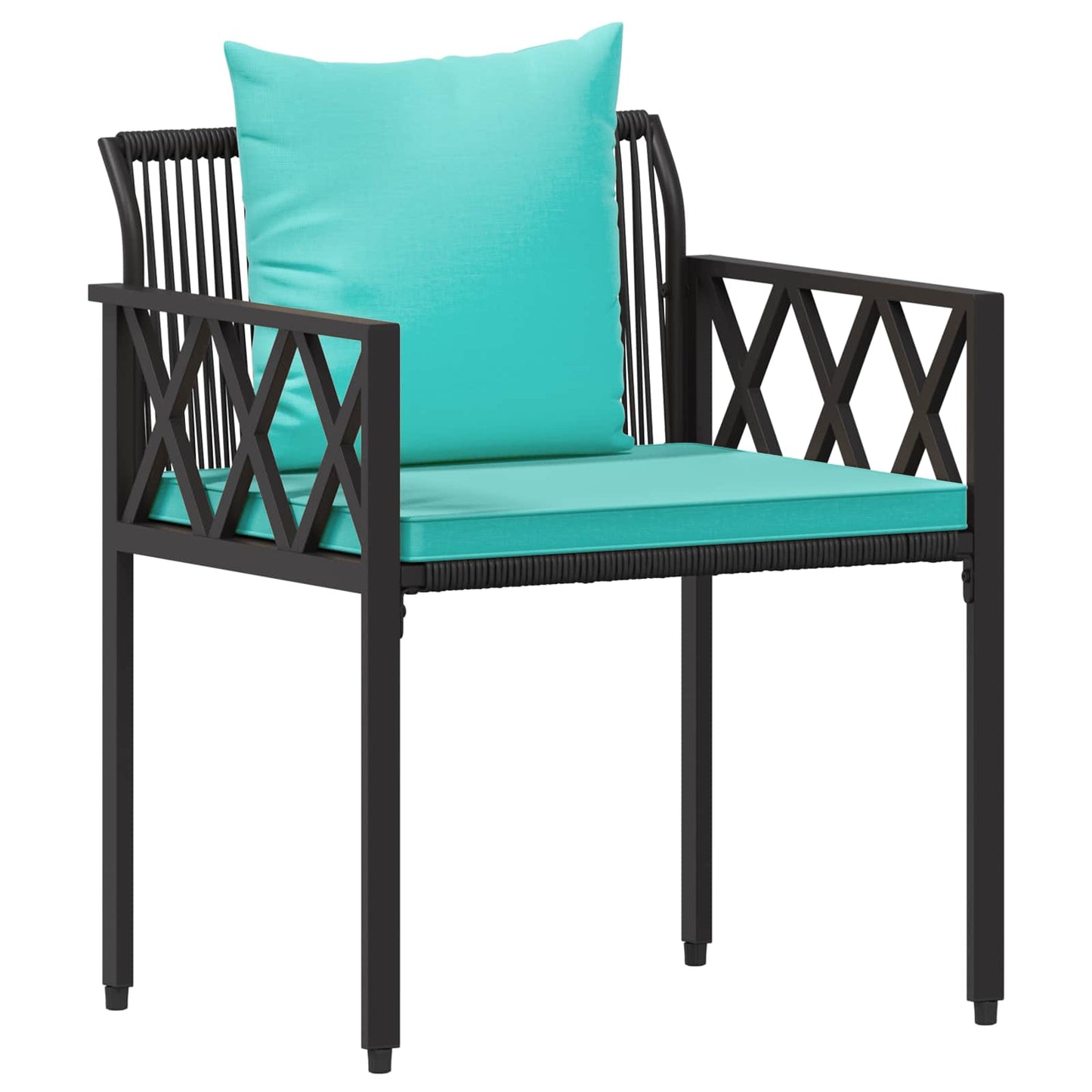 Outdoor Furniture Set 4 pcs Black and Turquoise Poly Rattan