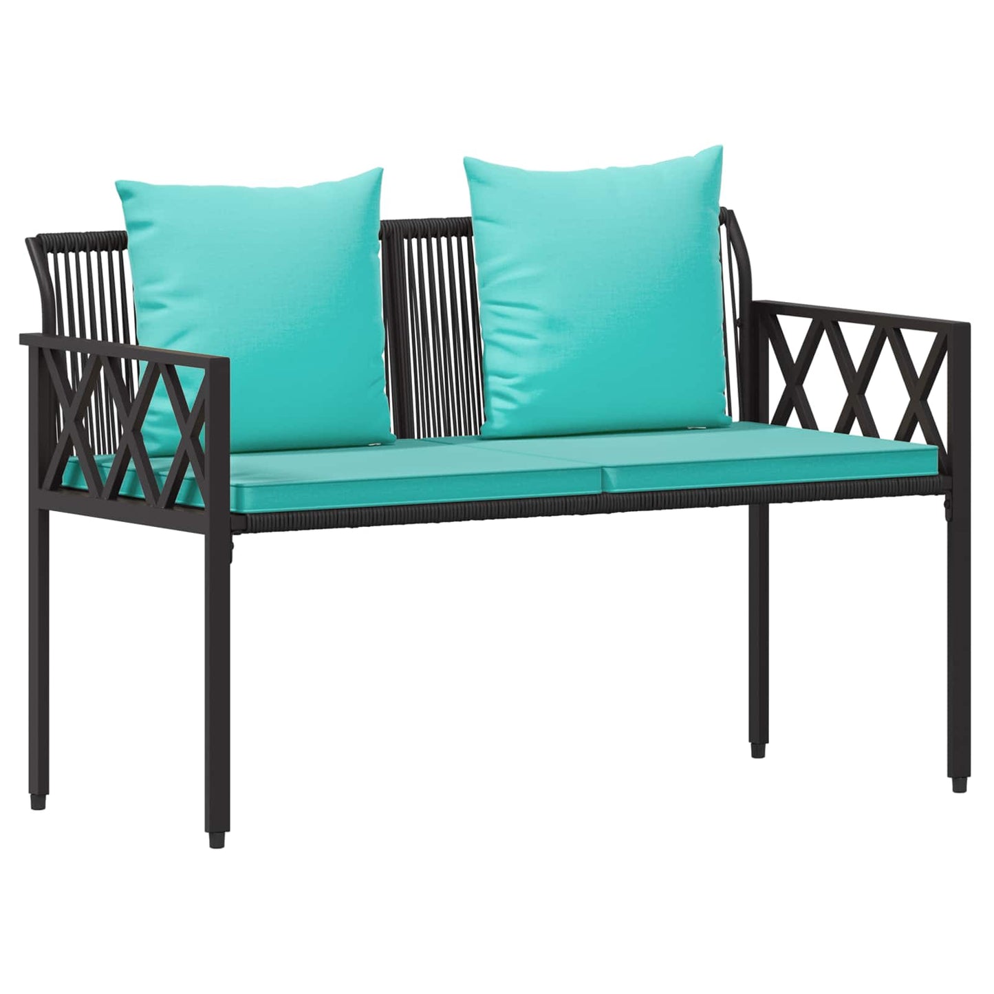 Outdoor Furniture Set 4 pcs Black and Turquoise Poly Rattan