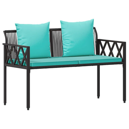 Outdoor Furniture Set 4 pcs Black and Turquoise Poly Rattan