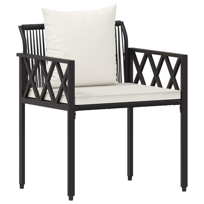 Outdoor Furniture Set 3 pcs Black and Cream White Poly Rattan