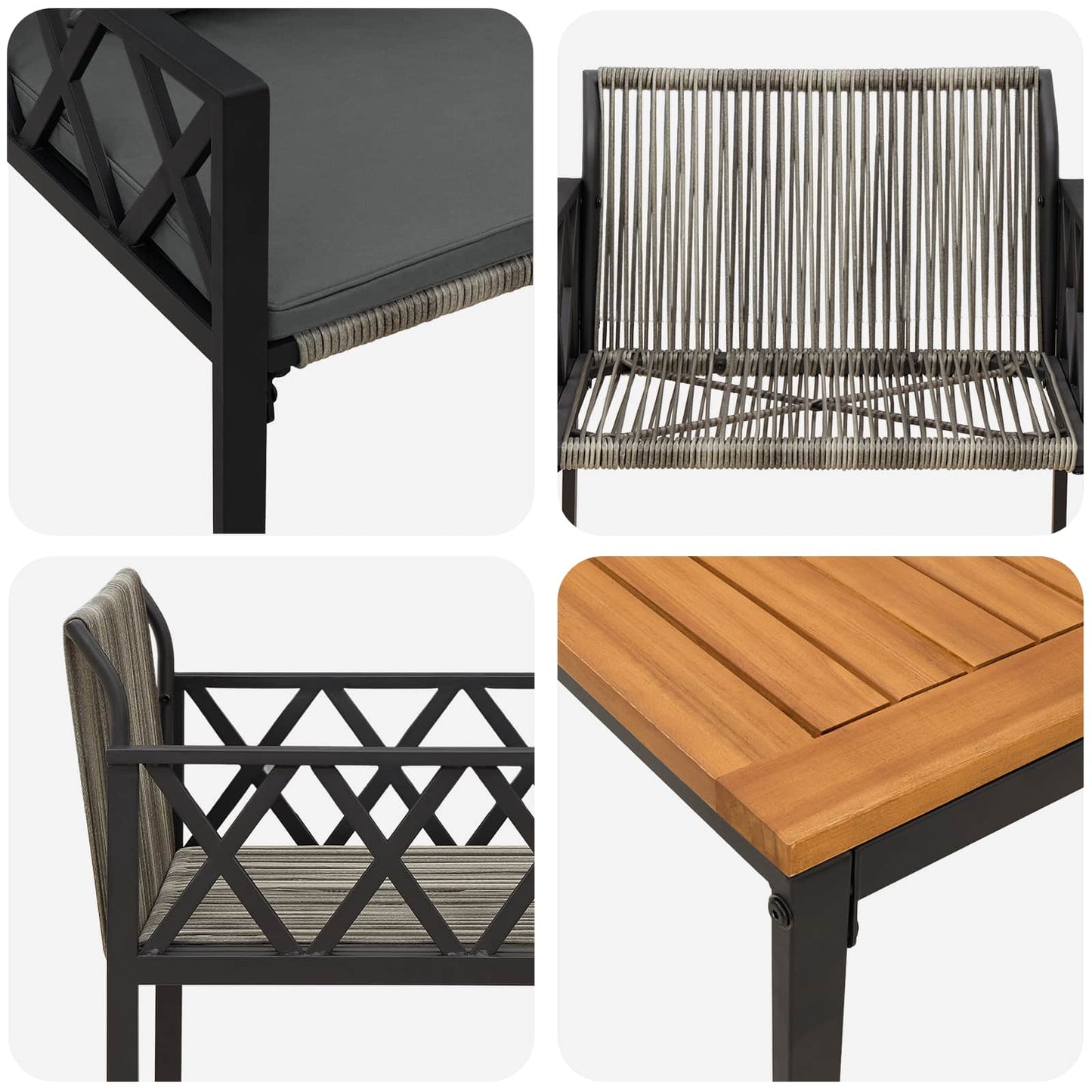 Outdoor Furniture Set 3 pcs Grey and Dark Grey Poly Rattan