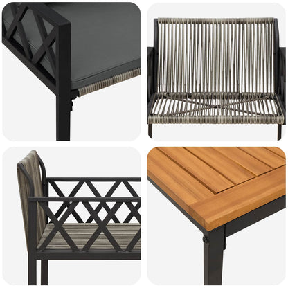 Outdoor Furniture Set 3 pcs Grey and Dark Grey Poly Rattan