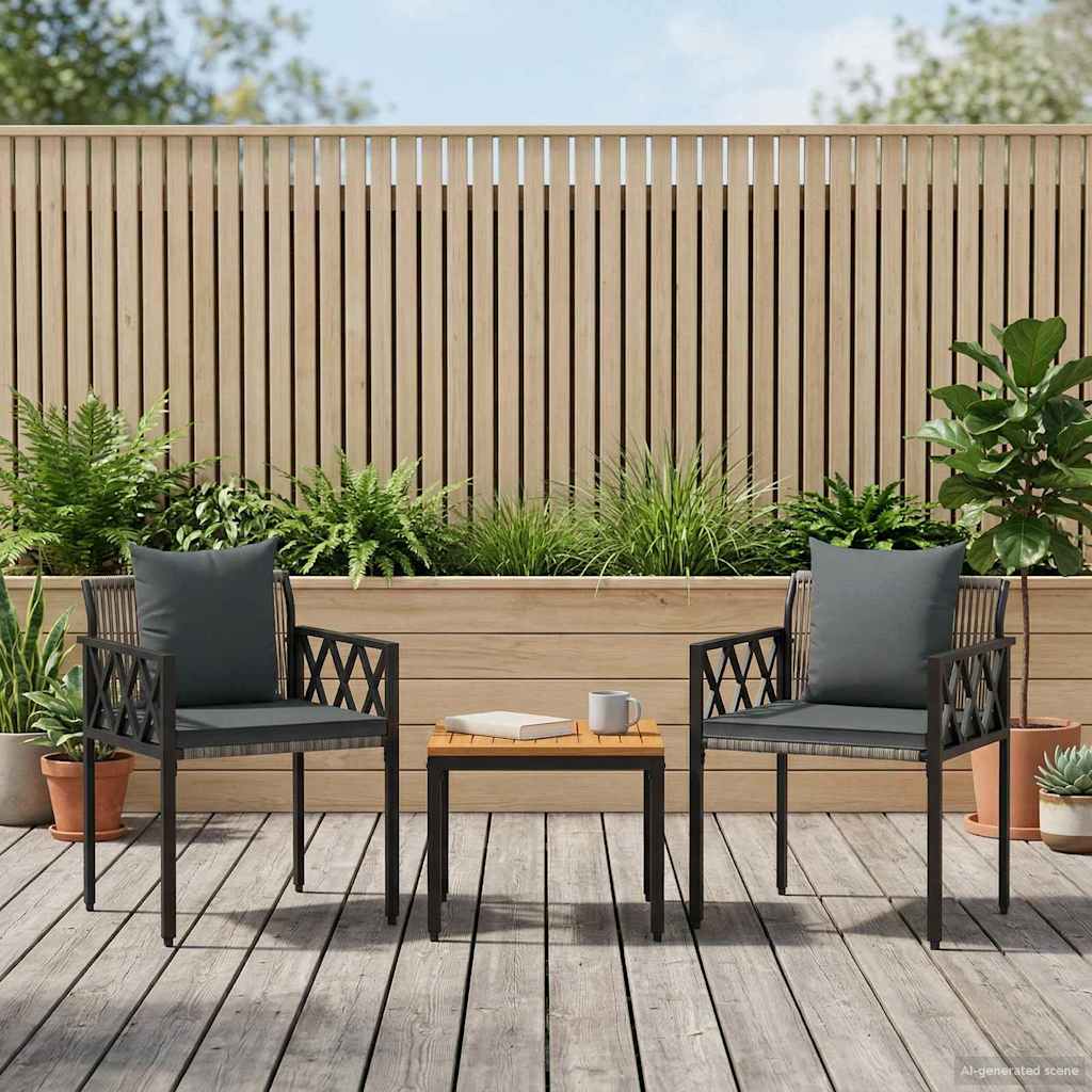 Outdoor Furniture Set 3 pcs Grey and Dark Grey Poly Rattan