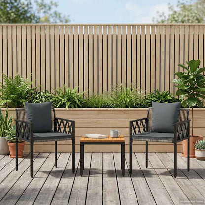 Outdoor Furniture Set 3 pcs Grey and Dark Grey Poly Rattan