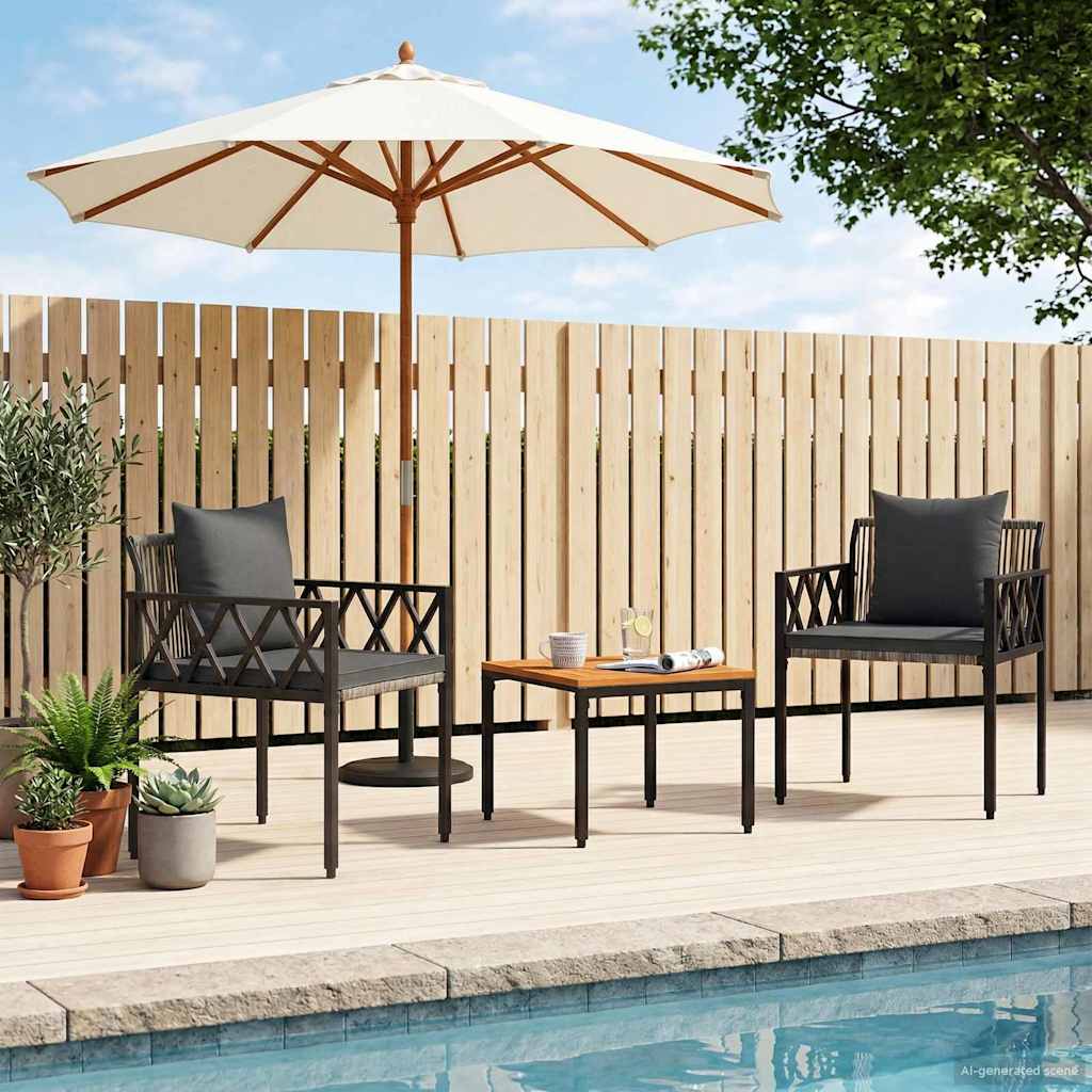 Outdoor Furniture Set 3 pcs Grey and Dark Grey Poly Rattan