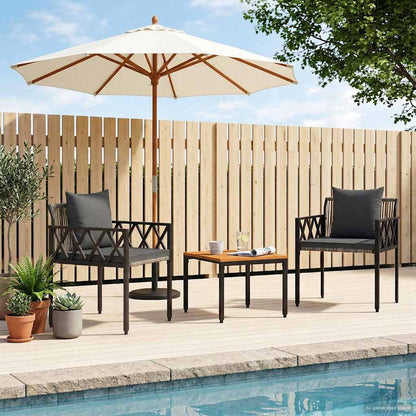 Outdoor Furniture Set 3 pcs Grey and Dark Grey Poly Rattan
