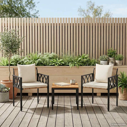 Outdoor Furniture Set 3 pcs Brown and Cream White Poly Rattan