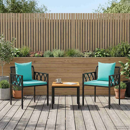 Outdoor Furniture Set 3 pcs Black and Turquoise Poly Rattan
