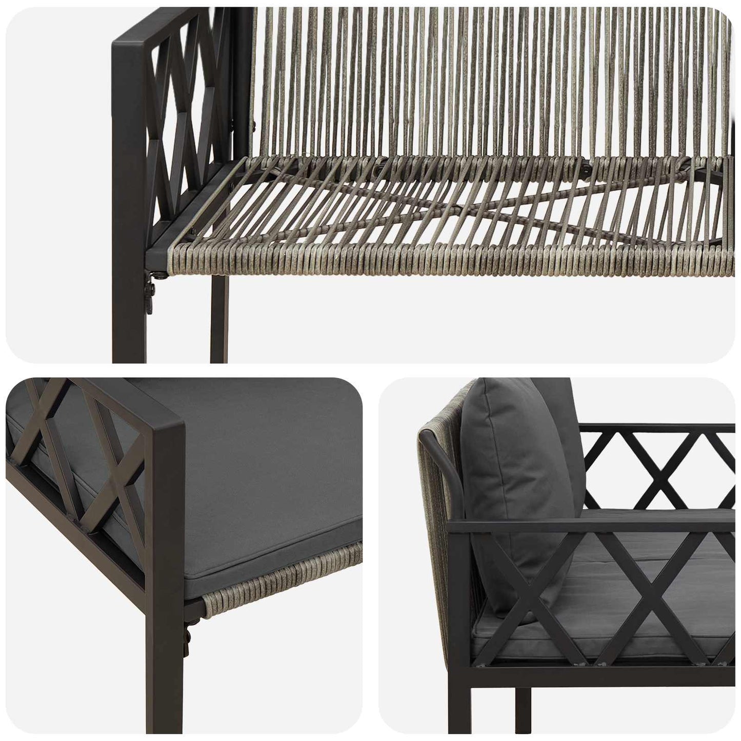 Outdoor Benches 2 -Seater 116 x 56 x 75 cm Poly Rattan