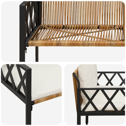 Outdoor Benches 2 -Seater 116 x 56 x 75 cm Poly Rattan