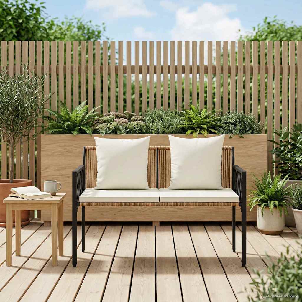 Outdoor Benches 2 -Seater 116 x 56 x 75 cm Poly Rattan