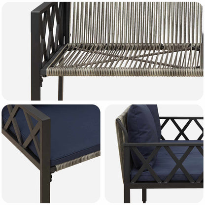 Outdoor Benches 2 -Seater 116 x 56 x 75 cm Poly Rattan