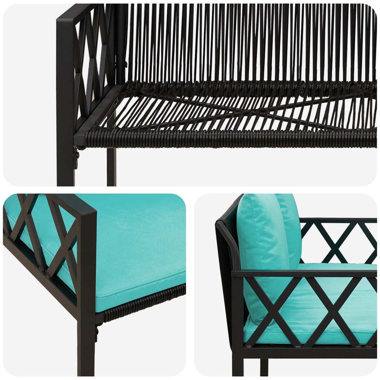 Outdoor Benches 2 -Seater 116 x 56 x 75 cm Poly Rattan