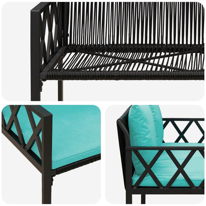 Outdoor Benches 2 -Seater 116 x 56 x 75 cm Poly Rattan