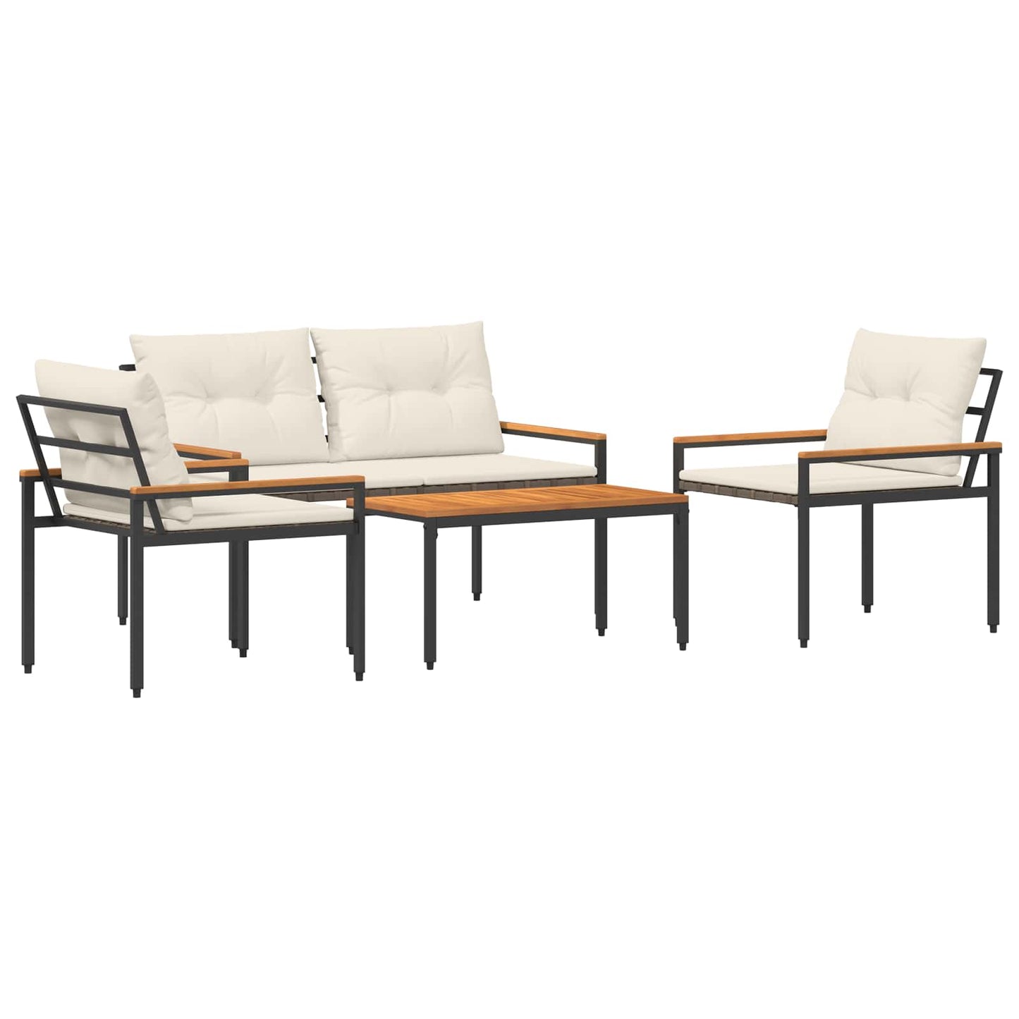 Outdoor Furniture Set 4 pcs Cream White Poly Rattan
