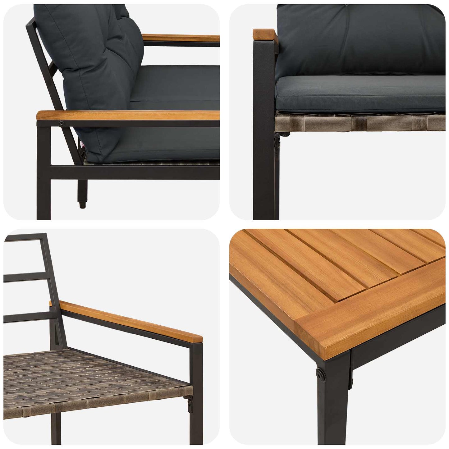 Outdoor Furniture Set 4 pcs Dark Grey Poly Rattan