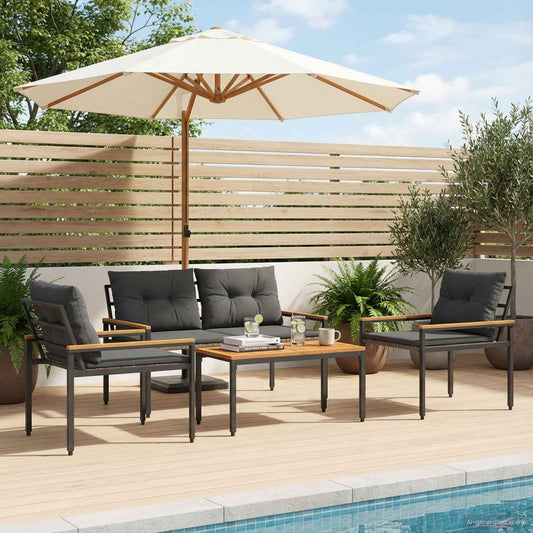 Outdoor Furniture Set 4 pcs Dark Grey Poly Rattan