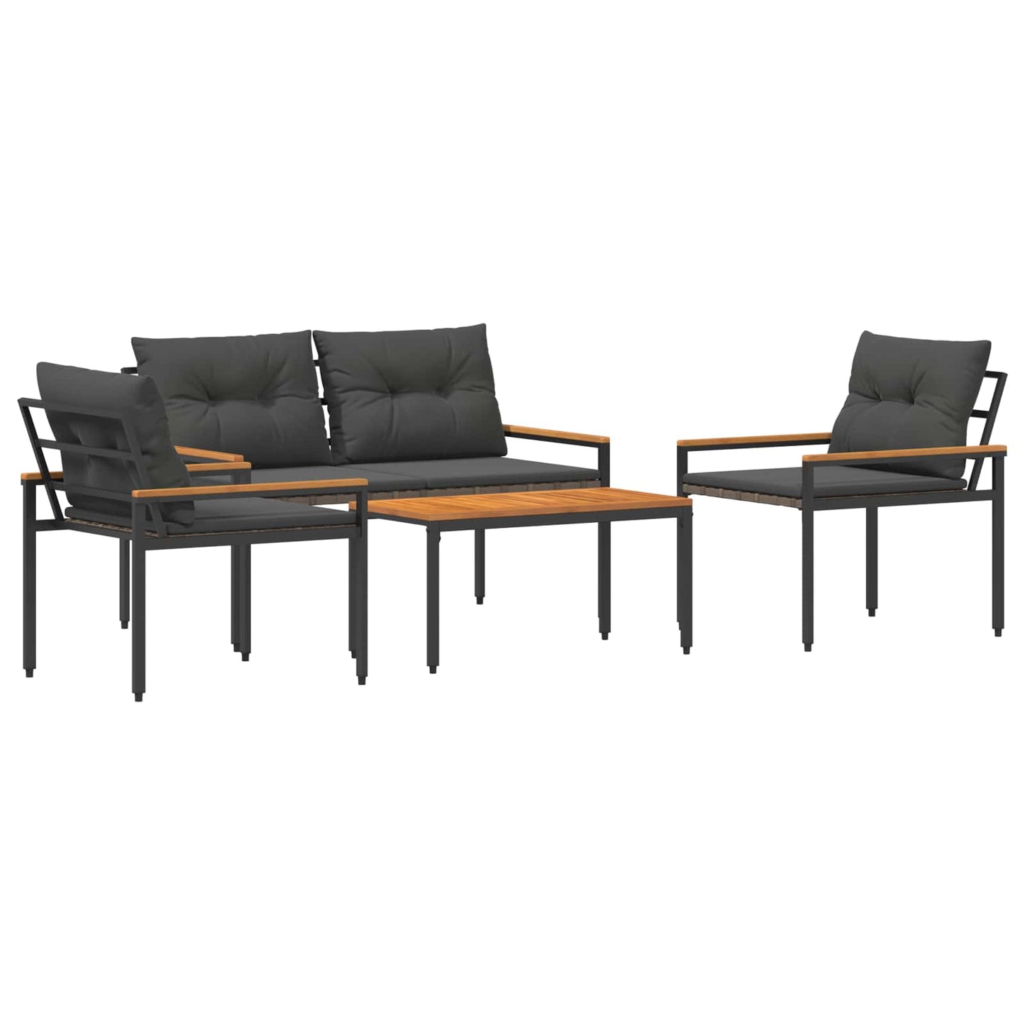 Outdoor Furniture Set 4 pcs Dark Grey Poly Rattan