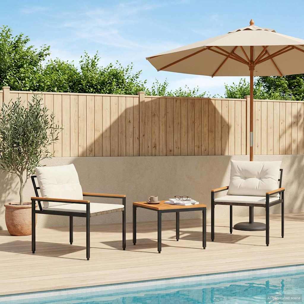 Outdoor Furniture Set 3 pcs Cream White Poly Rattan