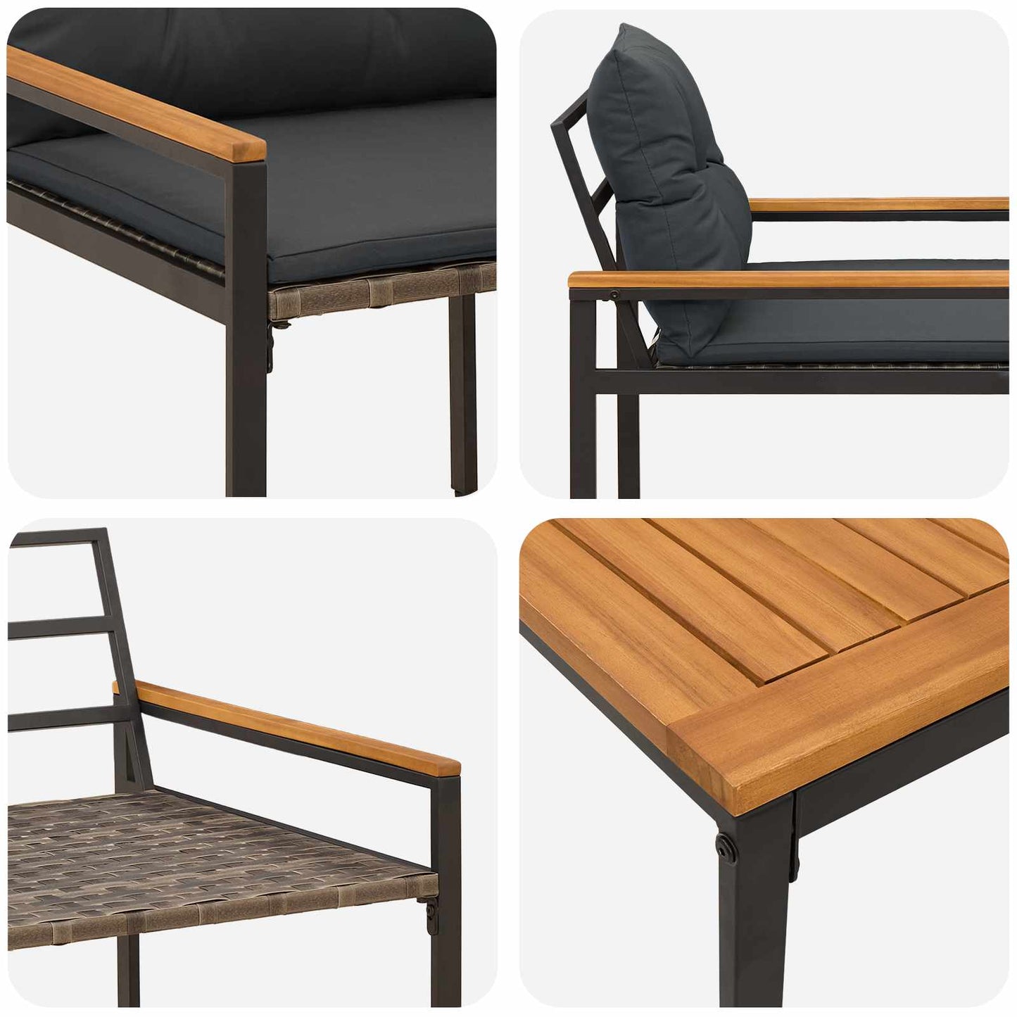Outdoor Furniture Set 3 pcs Dark Grey Poly Rattan
