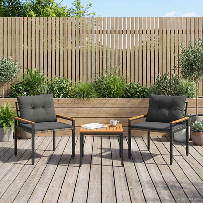 Outdoor Furniture Set 3 pcs Dark Grey Poly Rattan