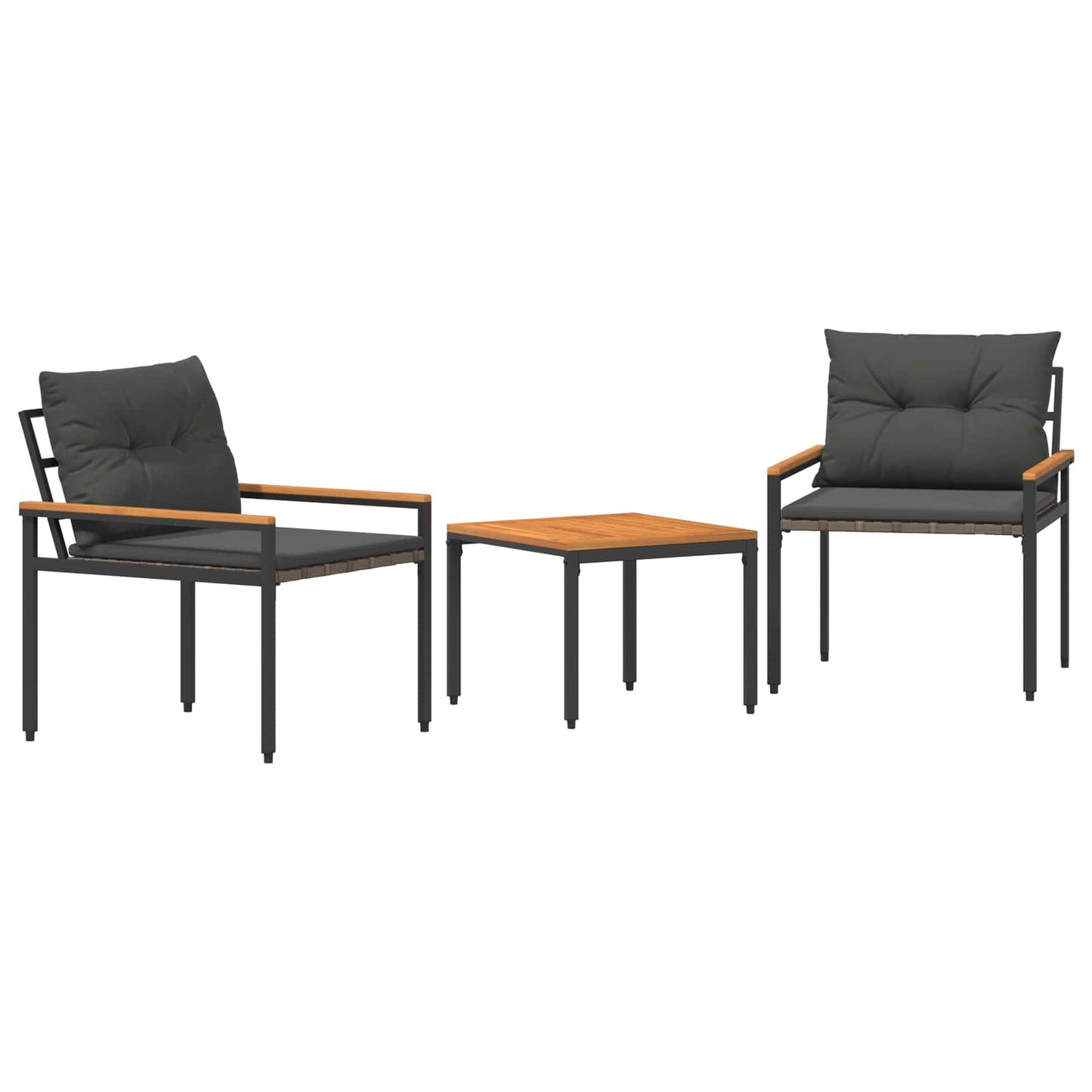 Outdoor Furniture Set 3 pcs Dark Grey Poly Rattan