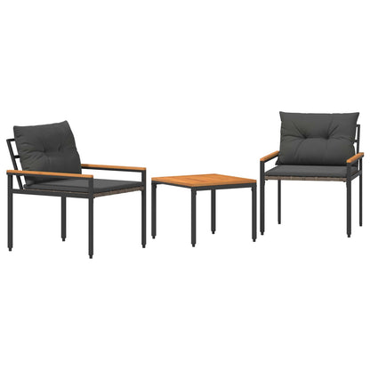Outdoor Furniture Set 3 pcs Dark Grey Poly Rattan