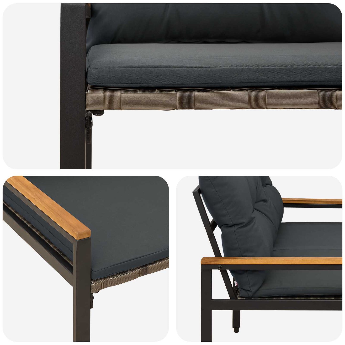 Outdoor Bench 2 -Seater 116 x 67.5 x 72 cm Poly Rattan