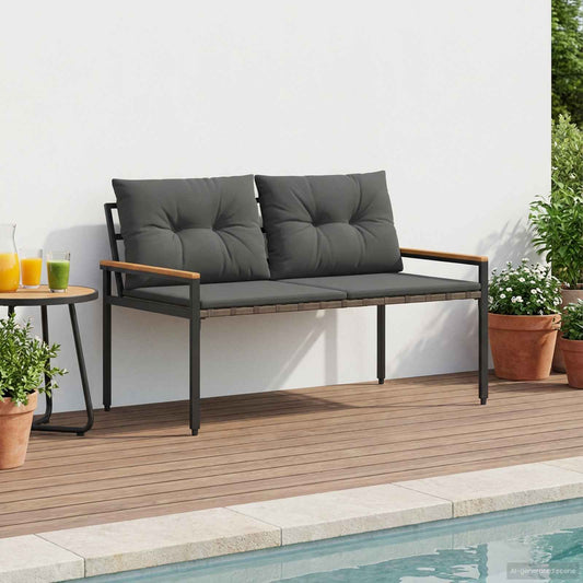 Outdoor Bench 2 -Seater 116 x 67.5 x 72 cm Poly Rattan