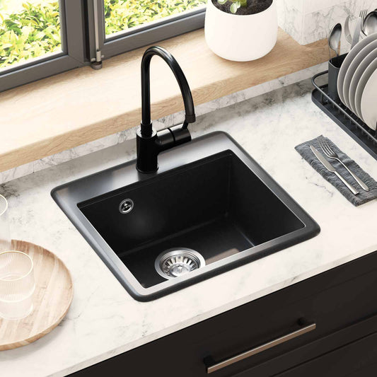Sink 80% Quartz and 20% Resin 470 x 440 mm Black
