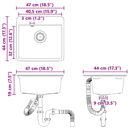Sink White 470 x 440 mm Granite
