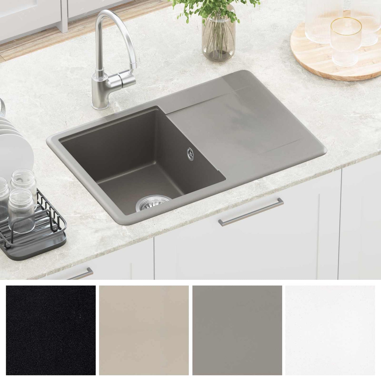 Sink Grey 670 x 460 mm 80% Quartz and 20% Resin