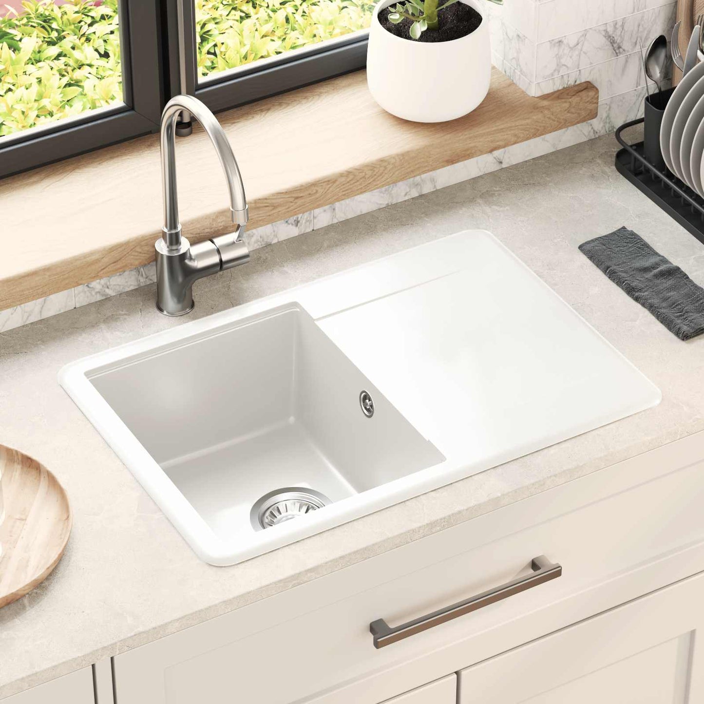 Sink White 670 x 460 mm 80% Quartz and 20% Resin
